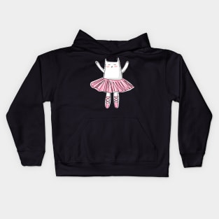 Pink Ballerina Cat Kids Hoodie